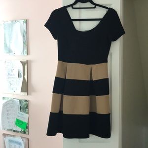 Beige and black dress